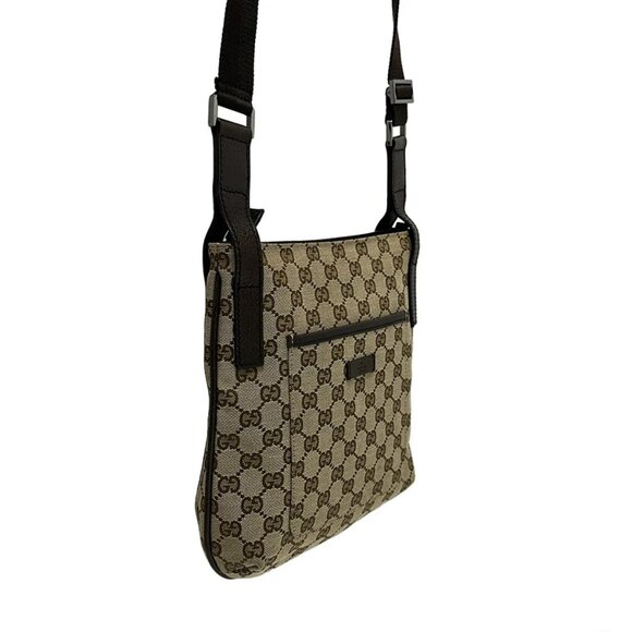 Auth GUCCI GG 122793 Beige Dark Brown Jacquard Leather - Shoulder Bag - Picture 5 of 9